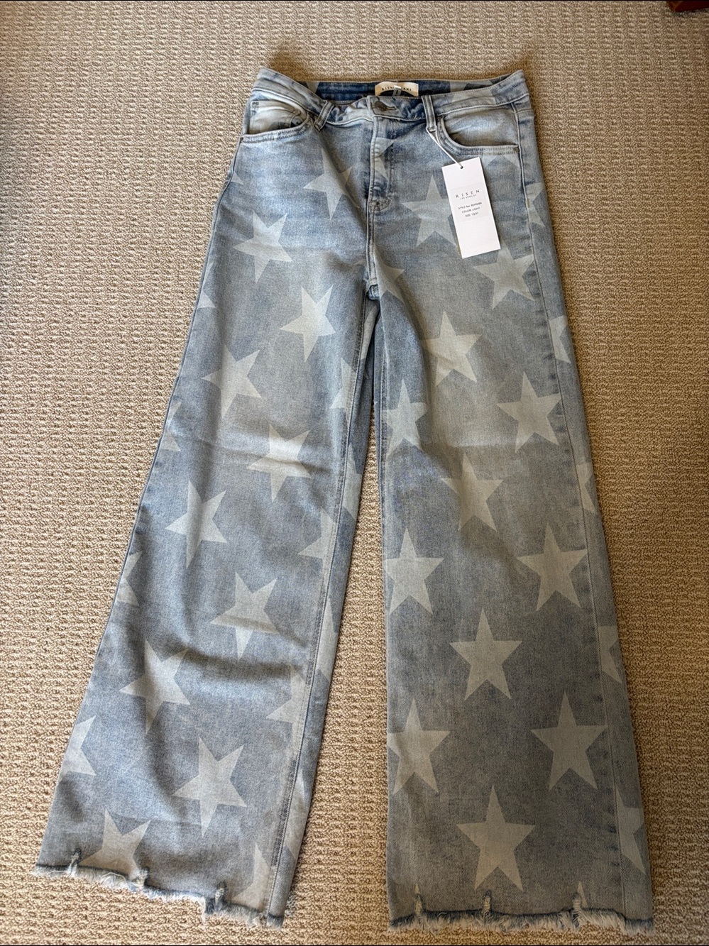 Risen High Rise Star Printed Jeans